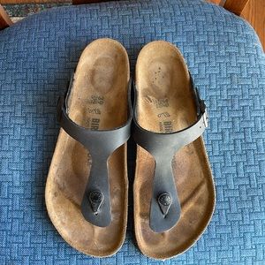 Birkenstock Gizeh Black Leather Sandal 39